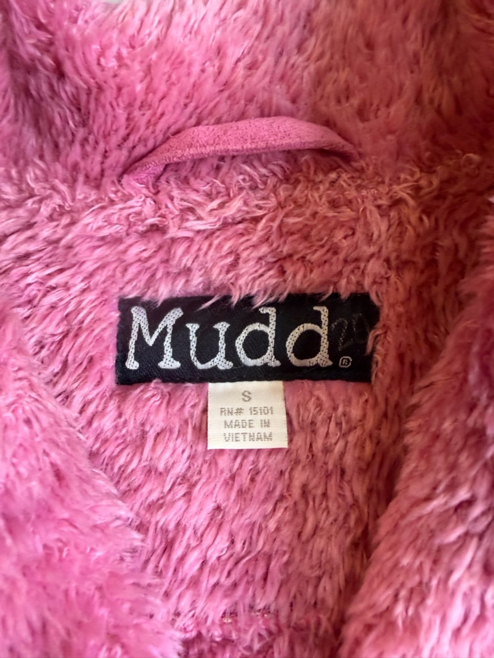 VTG Y2K Mudd Plush Pink Faux Shearling Collar Button Up Groovy Bratz Jacket S - Picture 4 of 6